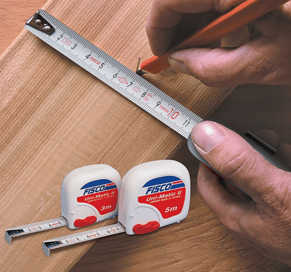 FISCO Unimatic II Şerit Metre 3 Mt 16 mm - Profesyonel Otomatik Kilitli Çelik Şerit Metre