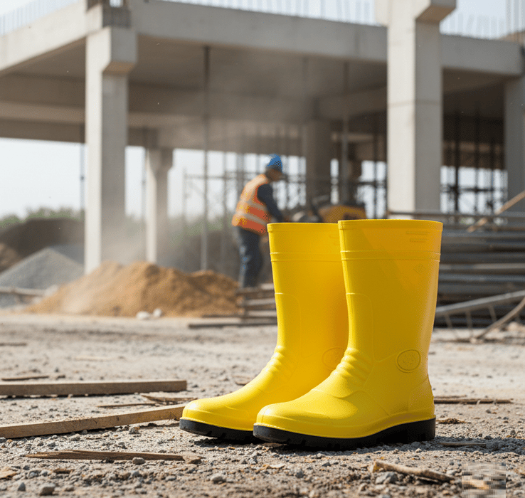 GEZER Sarı PVC Kısa Konç Çizme - Profesyonel Şantiye, Gıda, Hayvancılık, İnşaat ve Su Geçirmez Yüksek Mukavemetli İş Güvenliği İSG Çizmesi