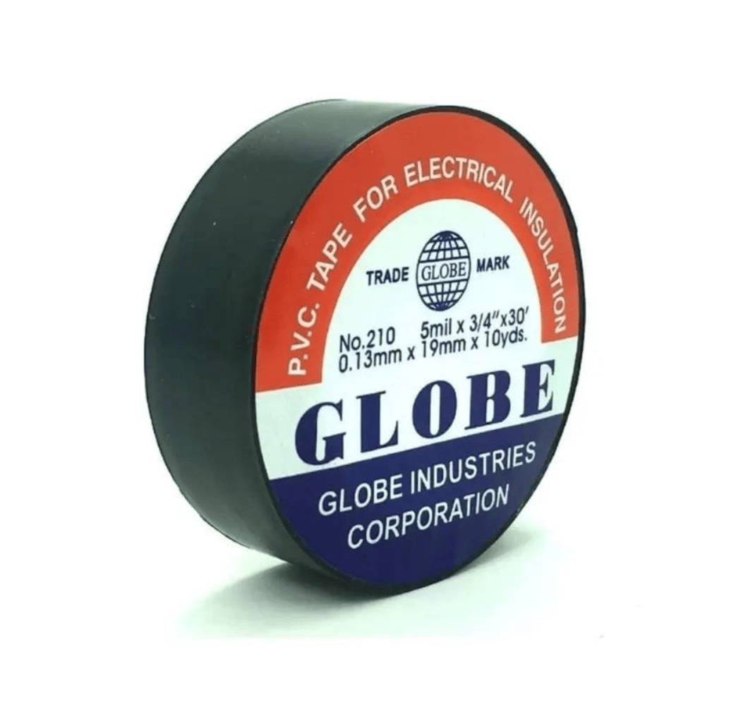 GLOBE 0.13mm x 19mm x 10 Yards İzole Bant Siyah - Profesyonel Elektrik İzolasyon Bandı, Yanmaz Ve Esnek PVC Elektrik Bandı