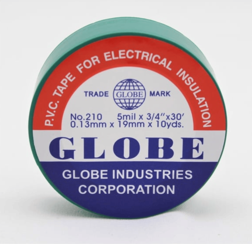 GLOBE 0.13mm x 19mm x 10 Yards İzole Bant Yeşil - Profesyonel Elektrik İzolasyon Bandı, Yanmaz Ve Esnek PVC Elektrik Bandı