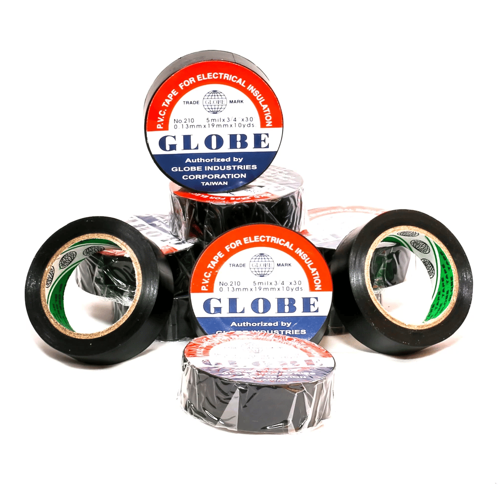 GLOBE 0.13mm x 19mm x 10 Yards İzole Bant Siyah - Profesyonel Elektrik İzolasyon Bandı, Yanmaz Ve Esnek PVC Elektrik Bandı