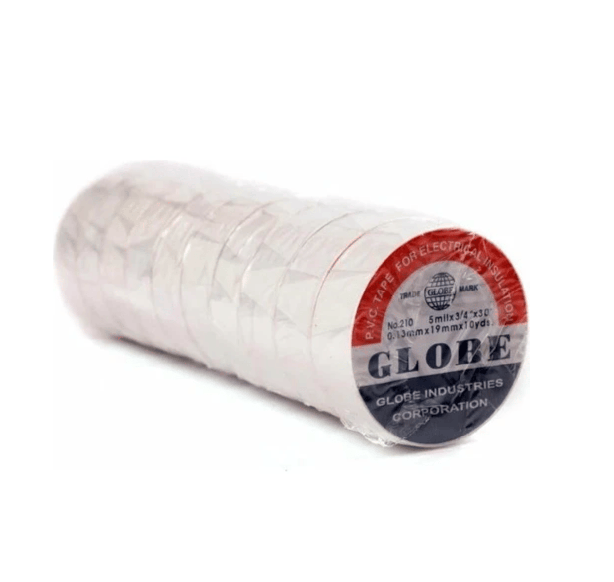 GLOBE 0.13mm x 19mm x 10 Yards İzole Bant Beyaz - Profesyonel Elektrik İzolasyon Bandı, Yanmaz Ve Esnek PVC Elektrik Bandı