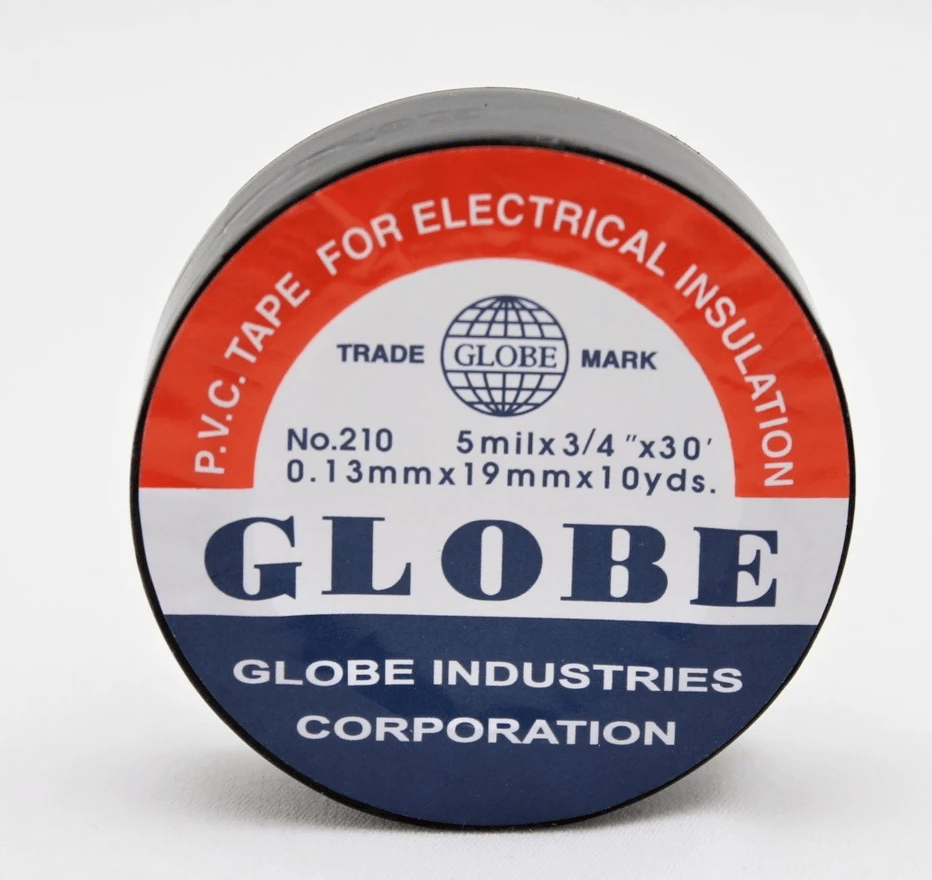 GLOBE 0.13mm x 19mm x 10 Yards İzole Bant Siyah - Profesyonel Elektrik İzolasyon Bandı, Yanmaz Ve Esnek PVC Elektrik Bandı