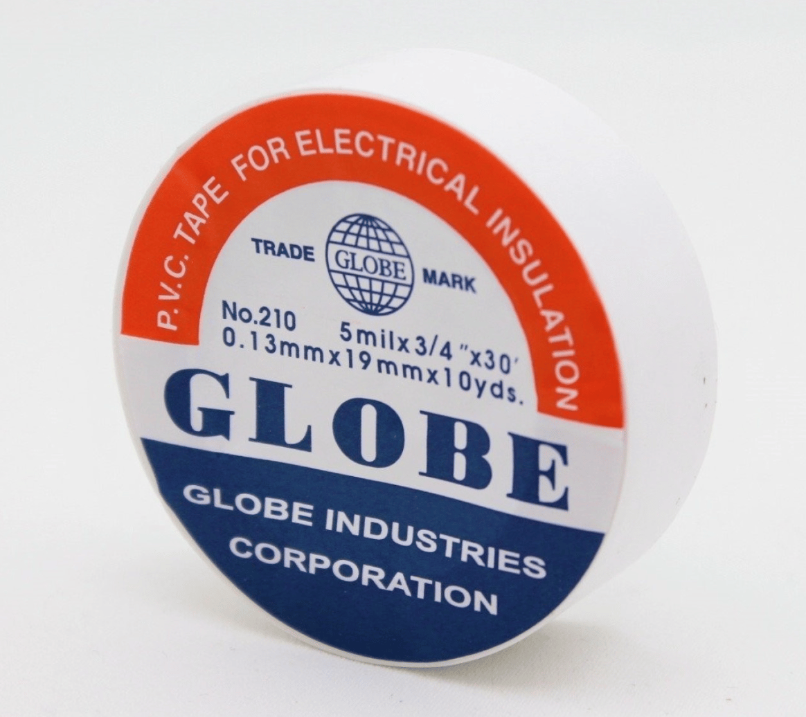 GLOBE 0.13mm x 19mm x 10 Yards İzole Bant Beyaz - Profesyonel Elektrik İzolasyon Bandı, Yanmaz Ve Esnek PVC Elektrik Bandı