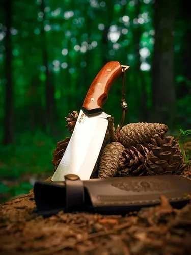 IŞIK CAMPING Caramel Kamp Bıçağı Paslanmaz Çelik Ergonomik Sap - Profesyonel Kalın Şantiye, Kamp, Avcılık, Taktik Doğa Bıçağı ve Yüksek Mukavemetli Çelik Rulosu