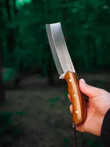 IŞIK CAMPING Caramel Kamp Bıçağı Paslanmaz Çelik Ergonomik Sap - Profesyonel Kalın Şantiye, Kamp, Avcılık, Taktik Doğa Bıçağı ve Yüksek Mukavemetli Çelik Rulosu