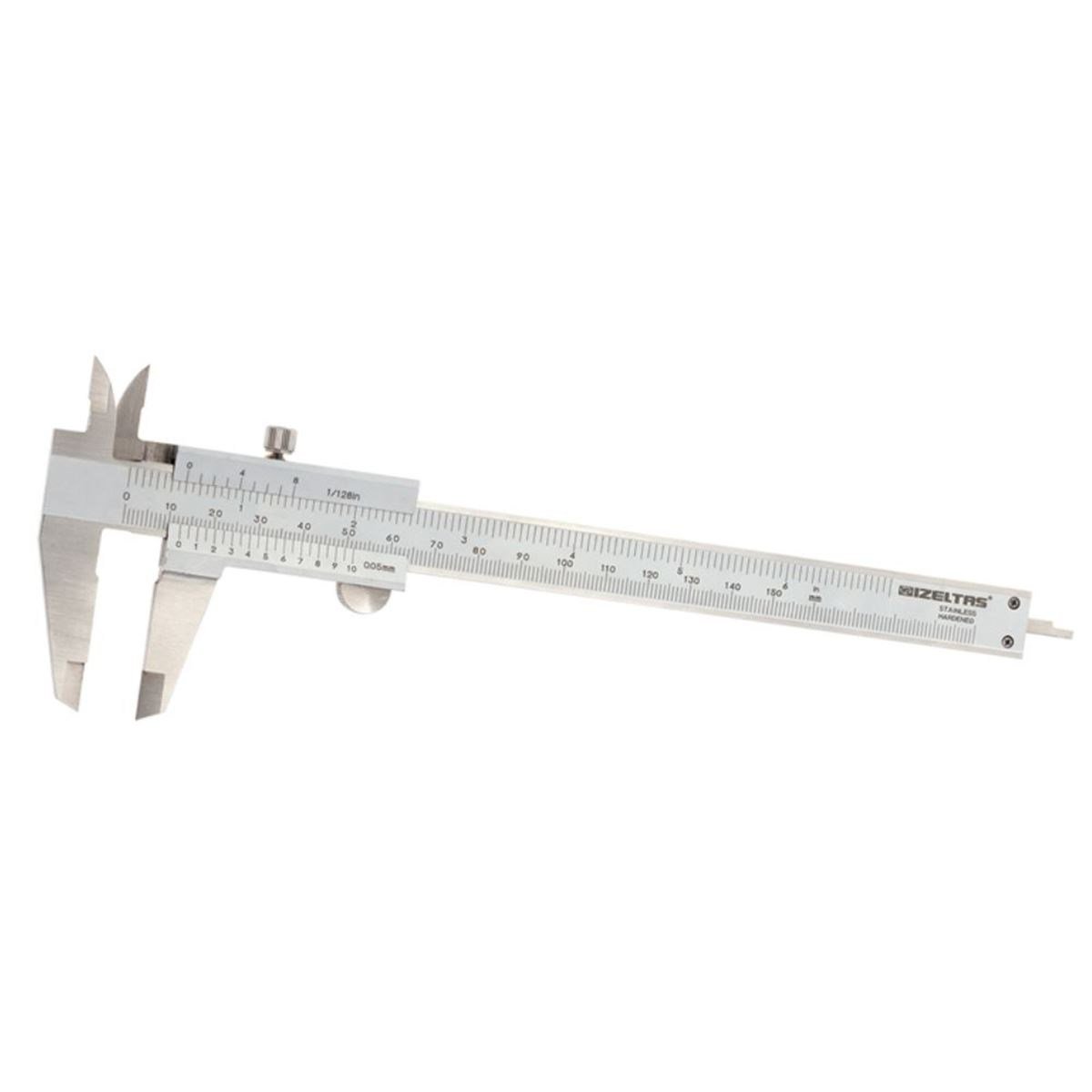 İZELTAŞ 0588750150 Sürgülü Kumpas 150 mm - Profesyonel Paslanmaz Çelik Verniyeli Mekanik Ölçü Aleti