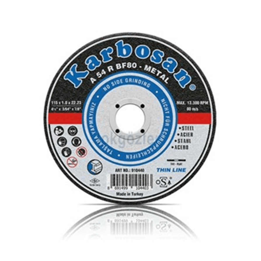 KARBOSAN 115 x 1,6 x 22 mm NK Thinline Kesici Disk - Profesyonel Metal ve Çelik Yüzeyler İçin Ekstra İnce Hızlı Kesme Taşı