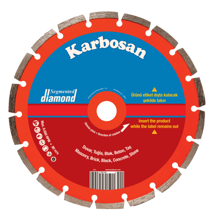 KARBOSAN 115 x 2,0 x 22 mm Segmentli Beton Elmas Kesici Testere - Profesyonel Beton, Tuğla ve Sert Yapı Malzemeleri İçin Yüksek Performanslı Kesme Diski