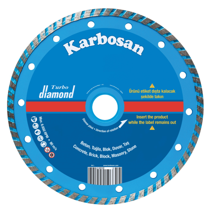 KARBOSAN 115 x 2,0 x 22 mm Turbo Beton ve Granit Elmas Kesici Testere - Profesyonel Sert Yapı Malzemeleri, Granit ve Beton İçin Hızlı ve Pürüzsüz Kesim Diski