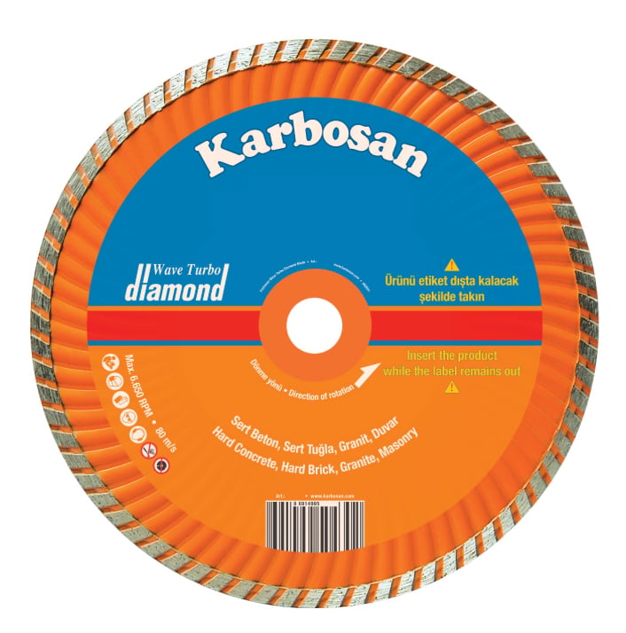 KARBOSAN 115 x 2,2 x 22 mm Kanallı Turbo Granit Elmas Kesici Testere - Profesyonel Sert Granit, Doğal Taş ve Mermer İçin Yüksek Performanslı Kesme Diski