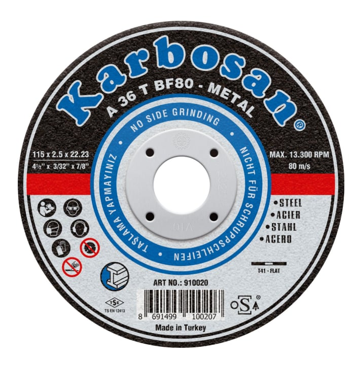 KARBOSAN 115 x 2,5 x 22 mm NK Düz Kesici Disk - Profesyonel Metal ve Çelik Yüzeyler İçin Genel Amaçlı Kesme Taşı