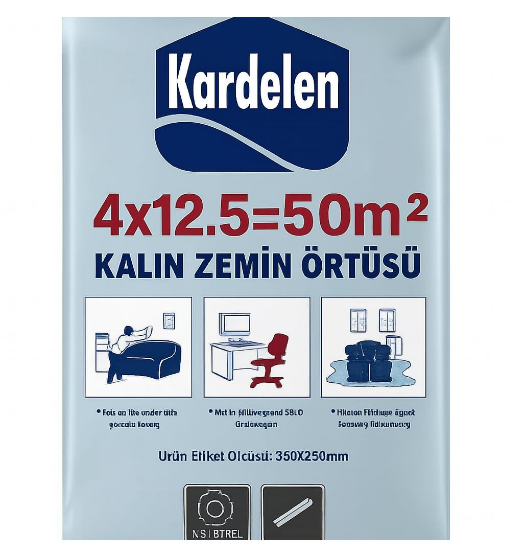 KARDELEN Hışır Örtü Naylon Koruyucu Zemin ve Eşya Örtüsü 50 m² - Profesyonel Kalın Şantiye, Boya, Badana ve İnşaat Malzemesi Koruma Naylonu