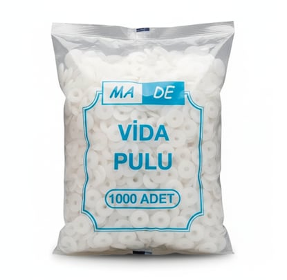MADE Plastik Vida Pulu 1000'li Paket - Profesyonel Polimer Sabitleme Rondelası, Yüksek Yüzey Koruma Mukavemetli Şantiye Tipi Plastik Vida Pulu