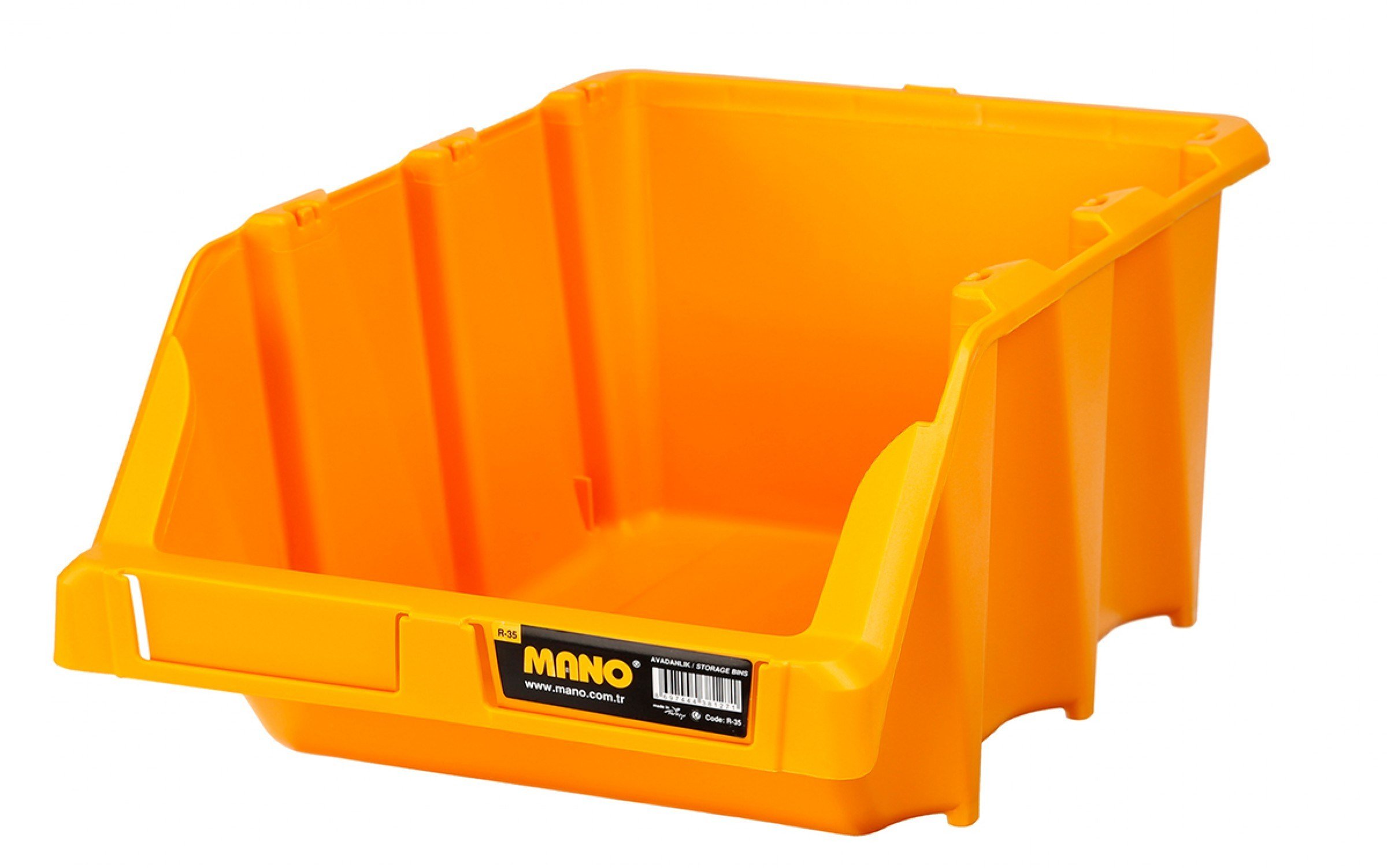 MANO R35 Sarı Avadanlık Kutu No:35 (265x420x177 MM) - Profesyonel Maksimum Boy Ağır Hizmet Tipi İstiflenebilir Depo Kutusu