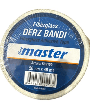 MASTER 503100 Derz Bandı 50 mm x 45 mt - Profesyonel Kendinden Yapışkanlı Fileli Alçıpan Çatlak Önleyici File Bant