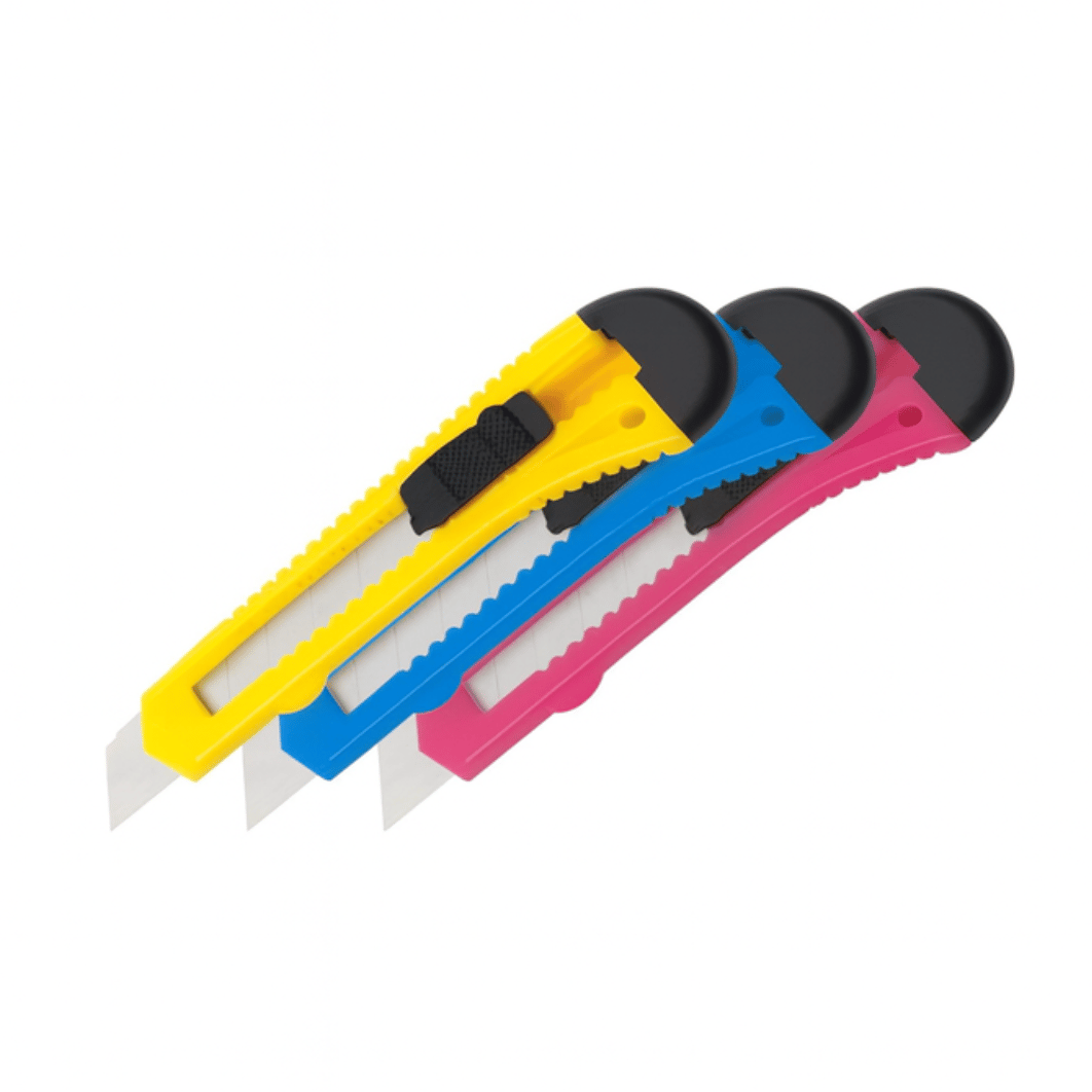 MASTER Plastik Ekonomik Maket Bıçağı 18 MM - Genel Amaçlı Koli, Ambalaj ve Ofis Tipi Pratik Kilitli Falçata