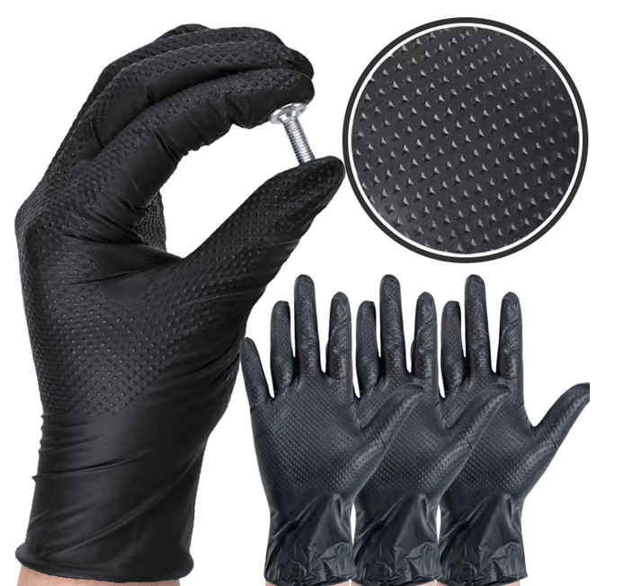 MG GLOVES Pudrasız Tırtıklı Siyah Nitril Steril Eldiven Medium 25 Çift - Profesyonel Hassas Şantiye, Laboratuvar, Boya, Montaj ve Yüksek Mukavemetli İSG İş Eldiveni