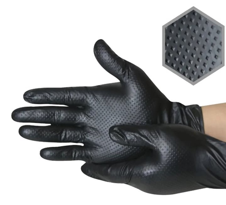 MG GLOVES Pudrasız Tırtıklı Siyah Nitril Steril Eldiven Medium 25 Çift - Profesyonel Hassas Şantiye, Laboratuvar, Boya, Montaj ve Yüksek Mukavemetli İSG İş Eldiveni