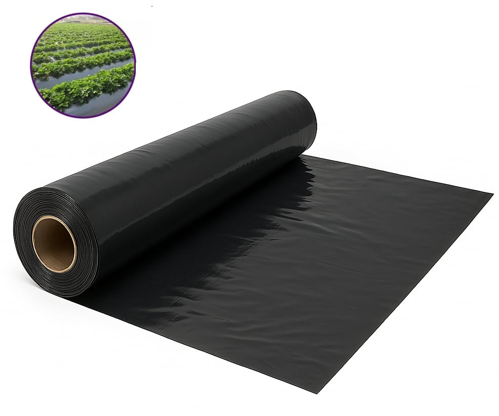 Naylon Branda Siyah 200 cm (125 Gr) - Profesyonel Kalın Şantiye, Temel Altı Bohçalama, Silaj ve İnşaat Beton Koruma Naylonu