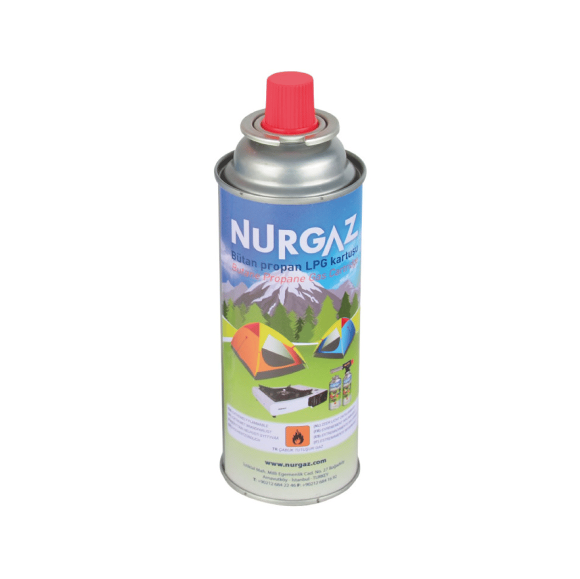 NURGAZ 220 gr Gaz Kartuşu - Bütan Propan Karışımlı Vidalı Kamp Tüpü (501-502-503-504-505 Uyumlu)