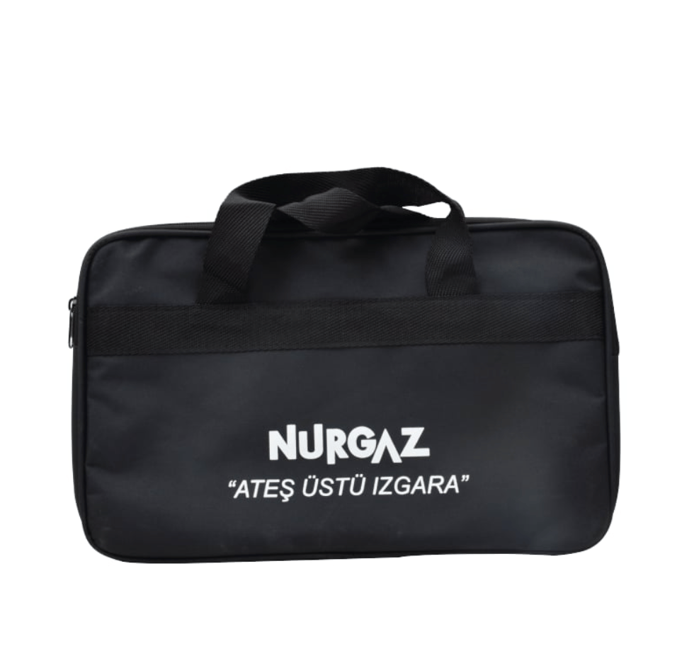 NURGAZ Ateş Üstü Izgara Orta Boy + Taşıma Çantası - Paslanmaz Çelik Katlanabilir Portatif Kamp Mangalı Seti