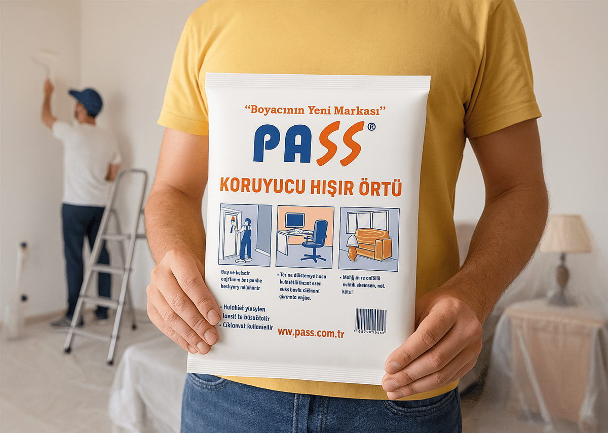 PASS Naylon Hışır Koruyucu Örtü 20 m² - Profesyonel Kalın Şantiye, Boya, Badana ve İnşaat Malzemesi Koruma Naylonu