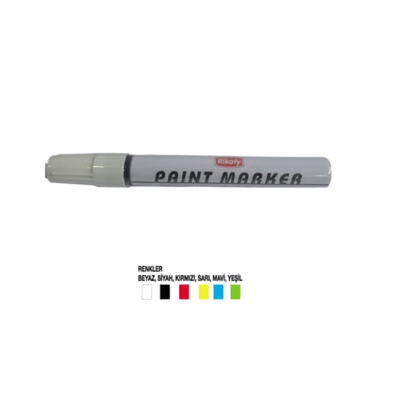 RİKOTY Beyaz Marker Markalama Kalemi - Profesyonel Endüstriyel Metal, Cam, Lastik ve Deri Boya Kalemi