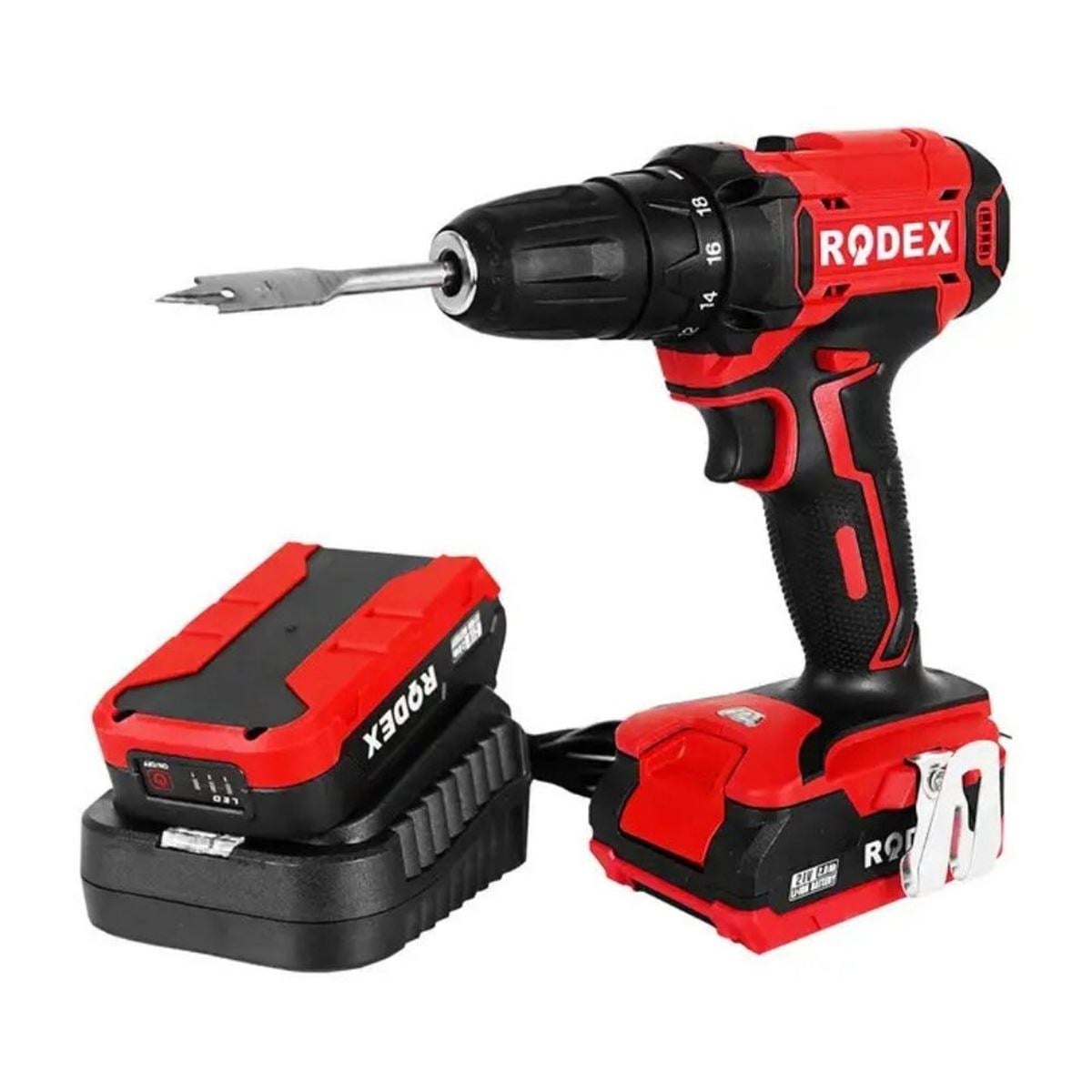 RODEX RDX3375 Akülü Matkap Li-ion Akü 2 Vites 21V 2.0Ah - Profesyonel Yüksek Voltajlı Şarjlı Matkap, Endüstriyel Ahşap ve Metal Delme Makinesi