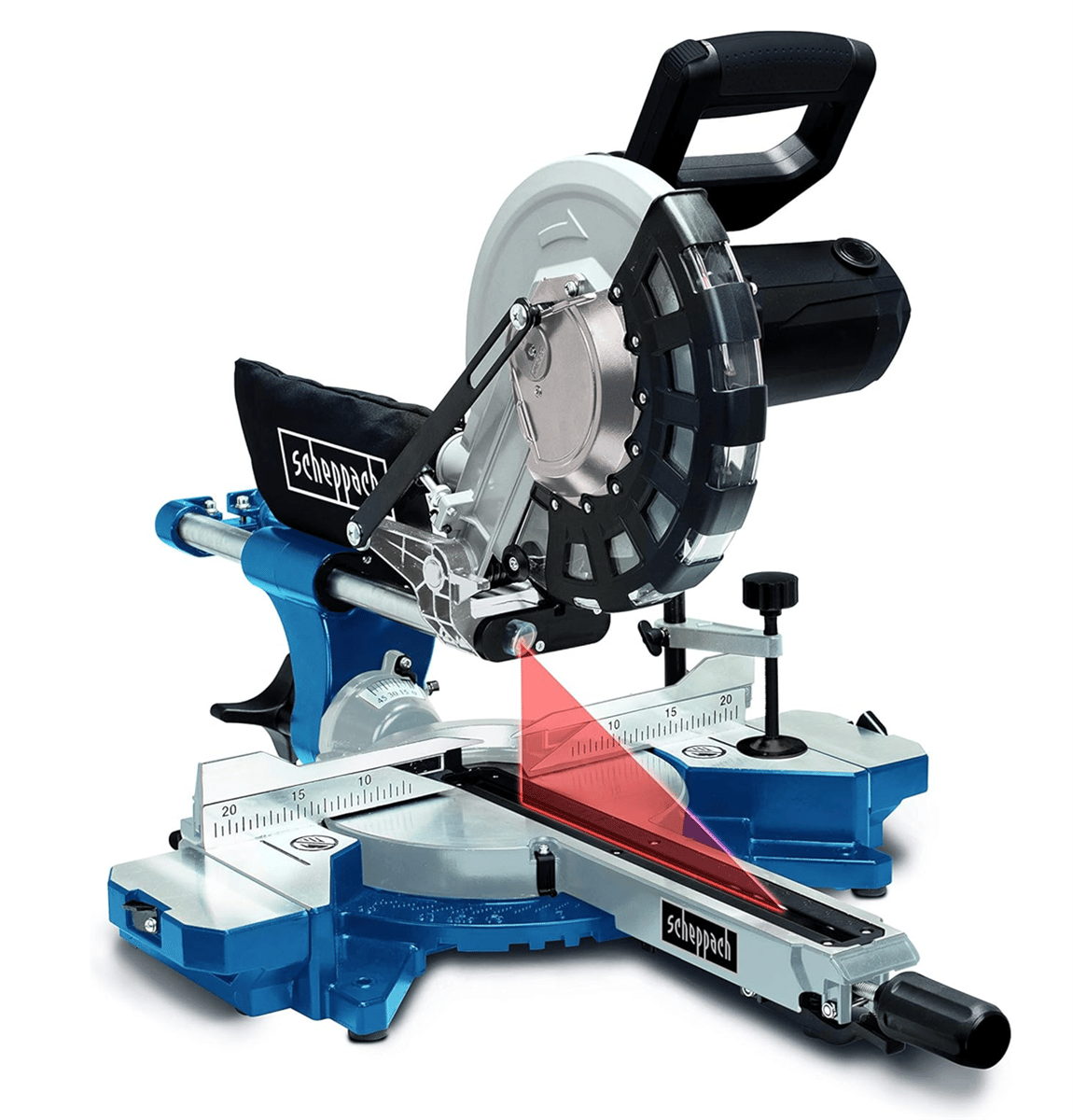 SCHEPPACH HM254 Lazerli Kızaklı Gönye Kesme Makinası 254 mm 2000 Watt - Profesyonel Geniş Panel Ebatlama ve Çift Kızaklı Yatarlı Gönye Kesme