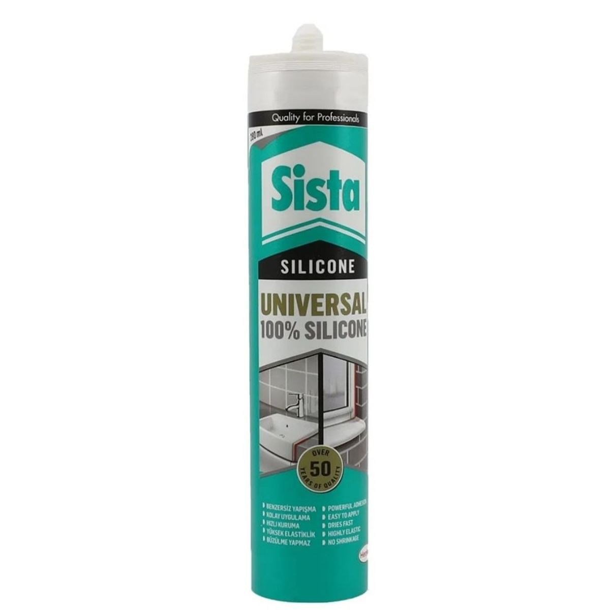 SİSTA Universal Silikon Beyaz 280 ml - Profesyonel Çok Amaçlı Sızdırmazlık ve Kapı Pencere Montaj Silikonu