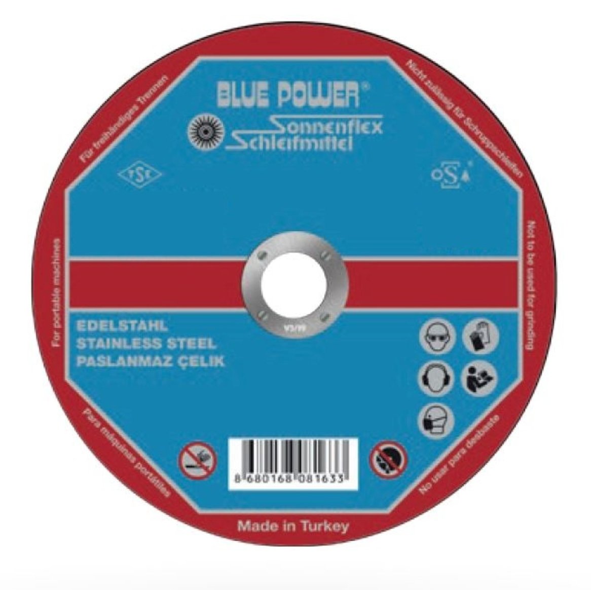 SONNENFLEX 115 x 3,0 x 22 mm Bombeli Inox Kesici (AS 30 R BF ROF) - Profesyonel Paslanmaz Çelik ve Sac Kesme Taşı