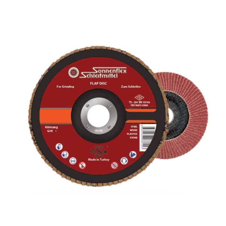 SONNENFLEX 125 x 22 mm NK 100 Kum Flap Disk Zımpara - Metal ve Çelik Yüzeyler İçin Hassas Taşlama ve Pürüzsüz Finiş Diski