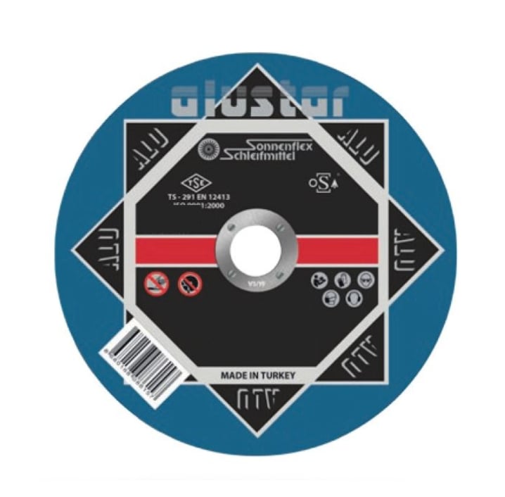 SONNENFLEX ALUSTAR 125 x 1,0 x 22 mm Süper İnce Kesici Disk (AS 60 Q BFA ALU) - Alüminyum ve Yumuşak Metaller İçin Sıvanma Yapmayan Profesyonel Kesme Taşı