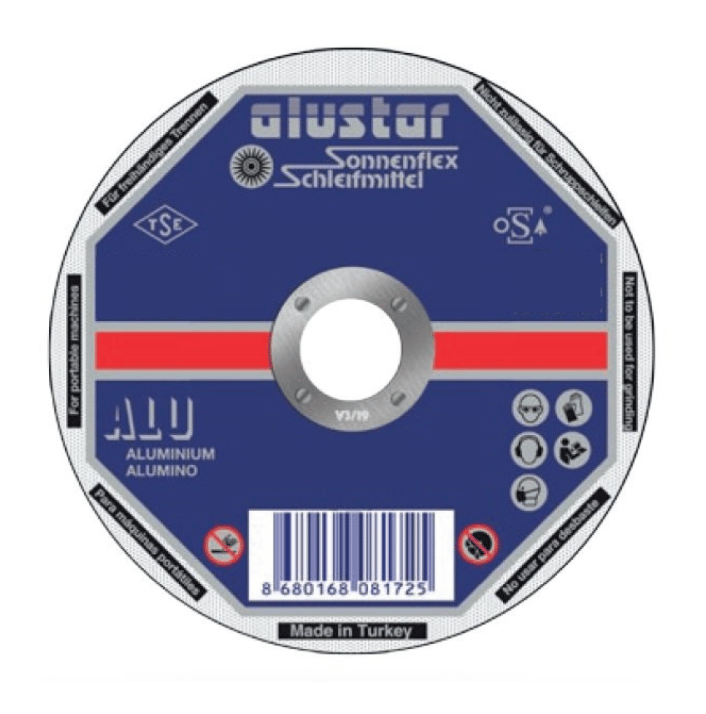 SONNENFLEX ALUSTAR 125 x 2,5 x 22 mm Düz Kesici Disk (A 36 R BF ALU) - Alüminyum ve Yumuşak Metaller İçin Sıvanma Yapmayan Profesyonel Kesme Taşı