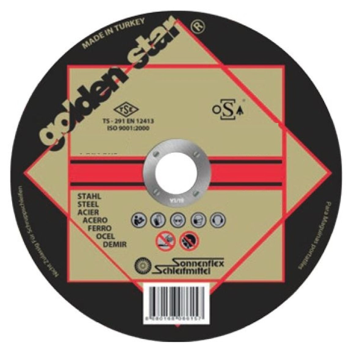 SONNENFLEX Goldenstar 115 x 1,6 x 22 mm Metal Kesici Disk (A 60 Q BF) - Profesyonel İnce Çelik ve Demir Kesme Taşı, Uzun Ömürlü ve Güvenli