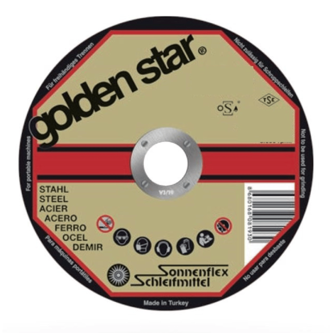 SONNENFLEX Goldenstar 115 x 2,5 x 22 mm Düz Kesici Disk (AS 30 T6 BF) - Profesyonel Paslanmaz (Inox) ve Metal Kesme Taşı, Ağır Hizmet Tipi
