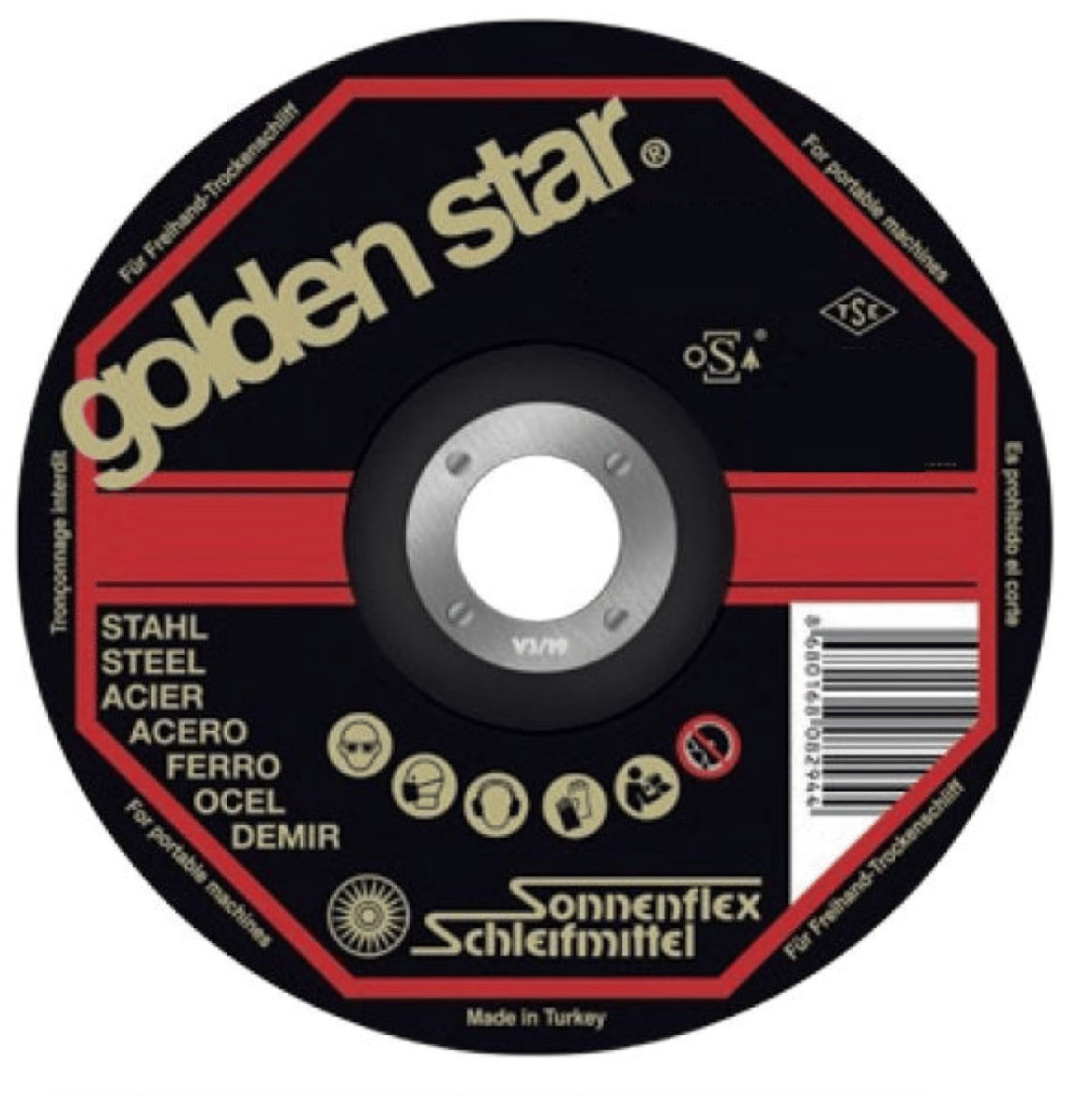 SONNENFLEX Goldenstar 115 x 6,0 x 22 mm Taşlama Taşı (AS 24 R6 BF) - Profesyonel Metal ve Çelik Yüzeyler İçin Yüksek Performanslı Çapak Alma ve Ağır Hizmet Tesviye Diski