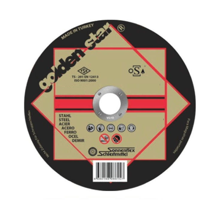 SONNENFLEX GOLDENSTAR 125 x 1,6 x 22 mm Metal Süper İnce Kesici Disk (A 60 Q BF) - Paslanmaz ve Metal Yüzeyler İçin Hızlı, Çapaksız ve Profesyonel Kesme Taşı