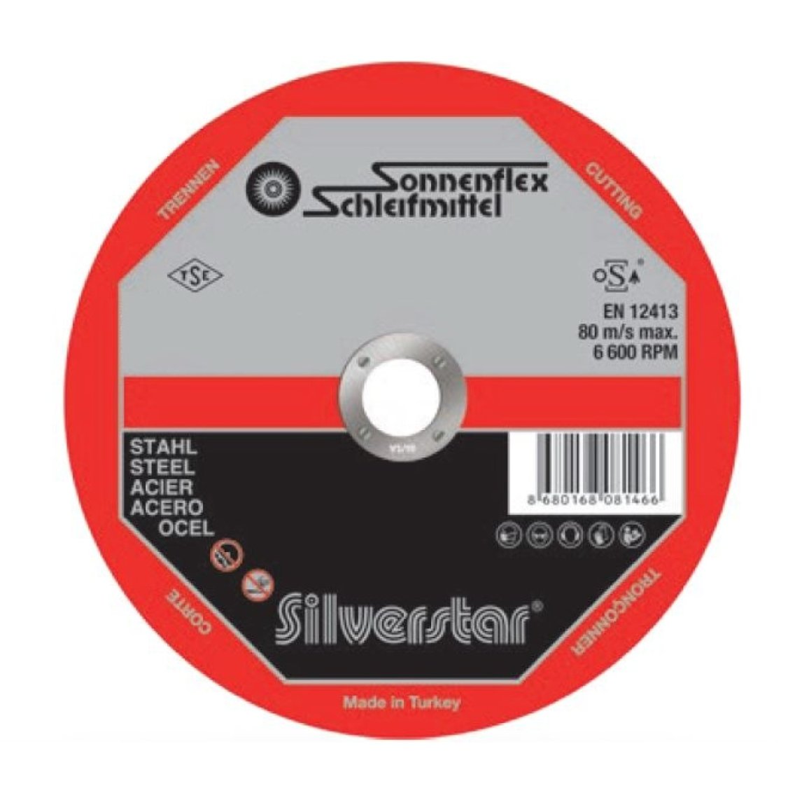 SONNENFLEX Silverstar 115 x 1,6 x 22 mm Inox/Metal Kesici Disk (AS 46 R) - Profesyonel İnce Paslanmaz ve Çelik Kesme Taşı, Ekonomik Seri