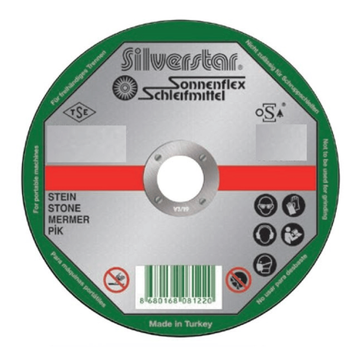 SONNENFLEX Silverstar 115 x 2,5 x 22 mm Düz Pik ve Döküm Kesici Disk (CS 30 T BF) - Profesyonel Font, Beton ve Taş Kesme Taşı
