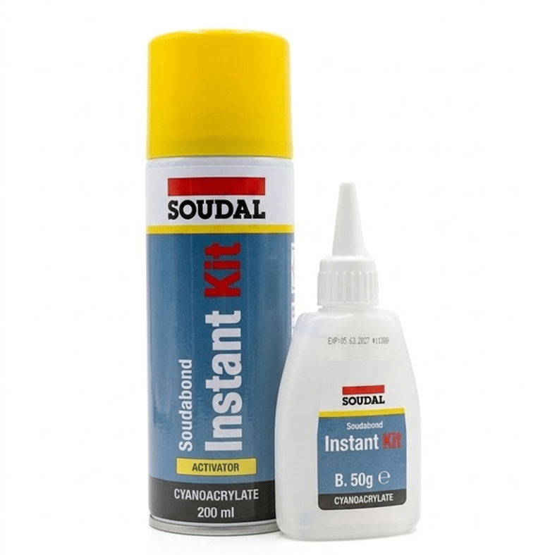 SOUDAL INSTANT KIT Hızlı Yapıştırıcı Set - 200 ml Yüksek Basınçlı Aktivatör + 50 gr Profesyonel Akrilik MDF ve Ahşap Yapıştırma Seti