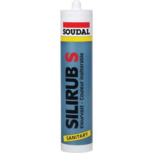 SOUDAL Silirub S Silikon Beyaz 280 ml - Profesyonel Anti-Bakteriyel Küf Önleyici Sıhhi Mastik