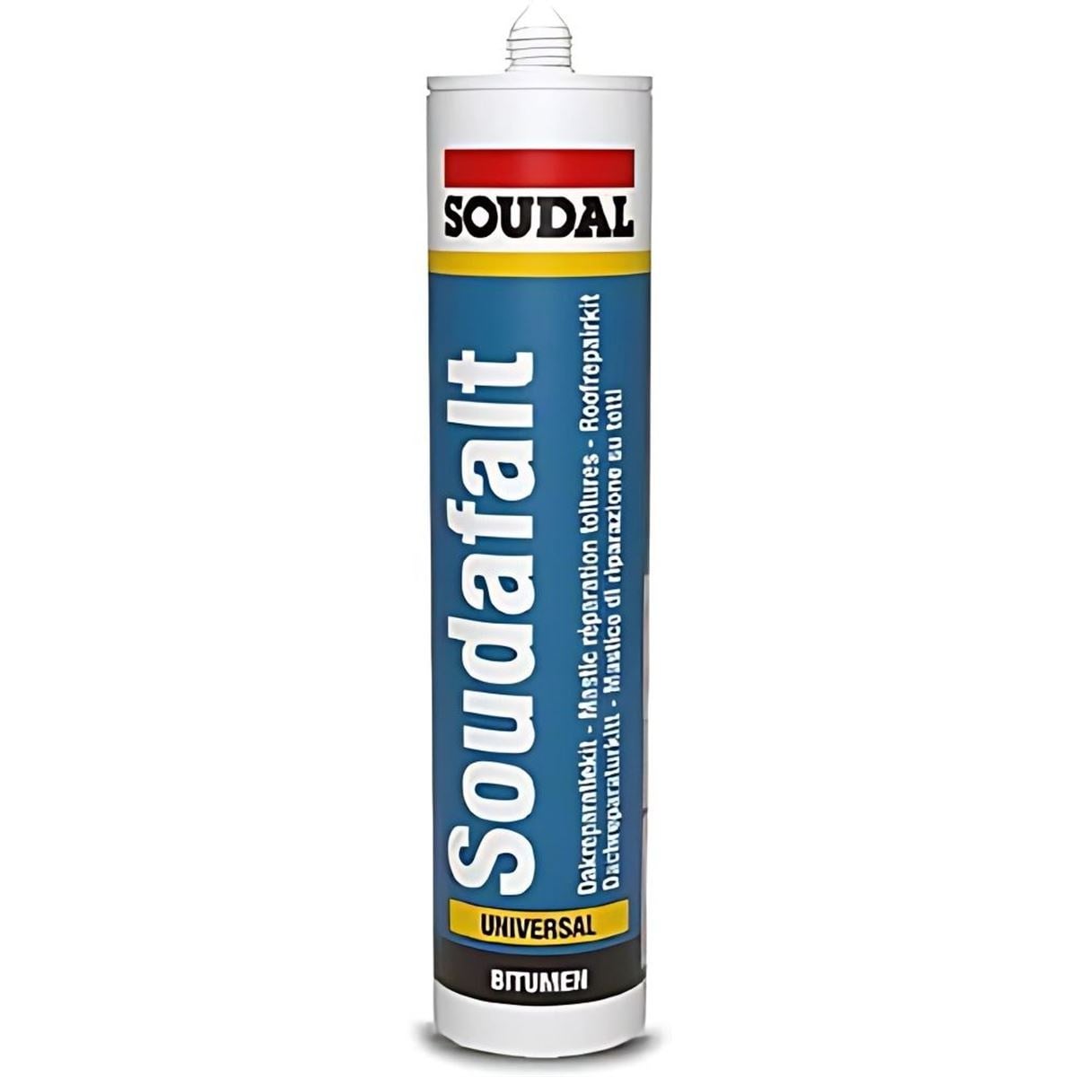 SOUDAL SOUDAFALT Bitüm Mastik 310 ml - Profesyonel Su Geçirmez Siyah Çatı, Oluk ve Baca Onarım Mastiği
