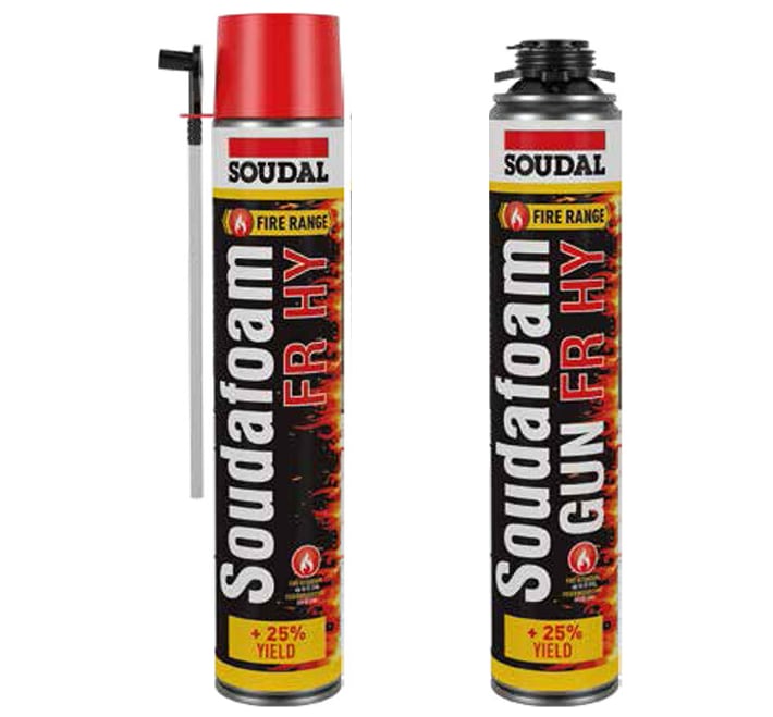 SOUDAL SOUDAFOAM FR N1 Yangına Dayanıklı Manuel PU Köpük 750 ml - 240 DK Profesyonel Alev Geciktirici Pasif Yangın Durdurucu Köpük
