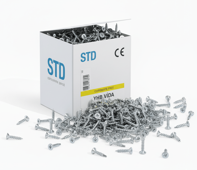 STANDART YHB (YILDIZ HAVŞA BAŞLI) Matkap Uçlu Vida Çeşitleri - Profesyonel Kendinden Delen Yıldız Havşa Başlı Akıllı Metal Vidası, Sıyırmaz Alçıpan ve Profil Tipi Akıcı Şantiye Vidası Modelleri