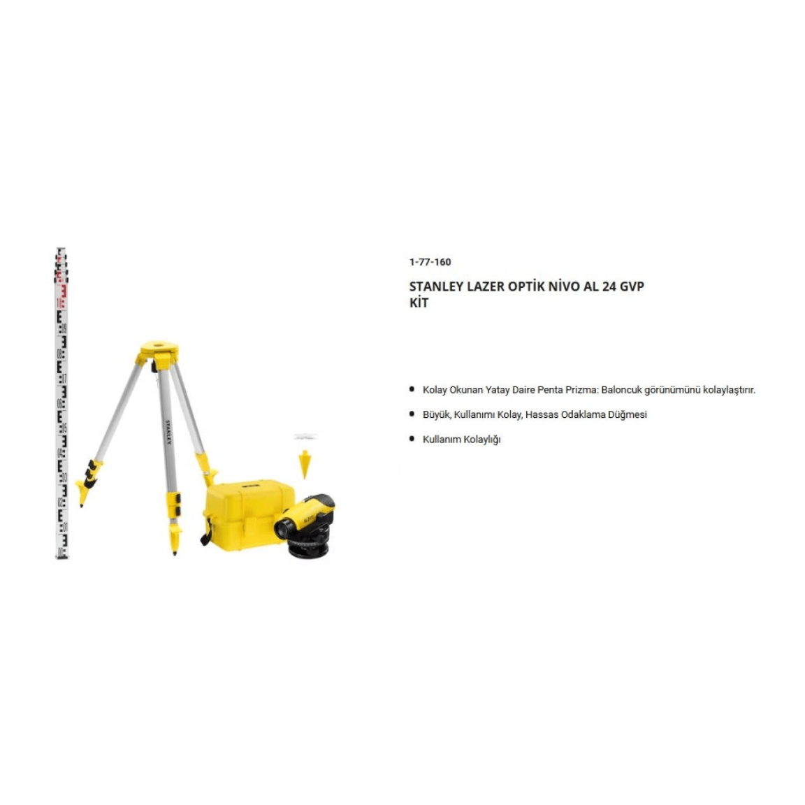 STANLEY Lazer Optik Nivo AL24 GVP Kit - 24x Profesyonel Optik Nivelman Hizalama Seti