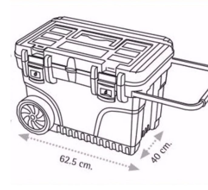 SUPERBAG ASR2010 Pro Mobil Takım Çantası Tekerlekli Metal Kilitli - Endüstriyel Ağır Hizmet Tipi Çekçekli Taşıma Çantası