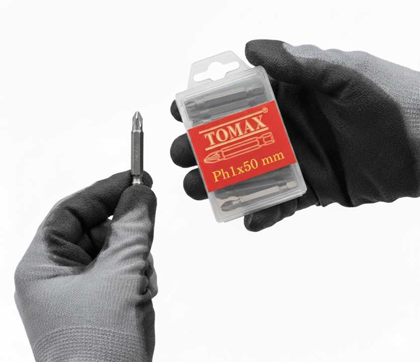 TOMAX PH1x50 mm Yıldız Bits Uç – Profesyonel Phillips Vidalama Ucu