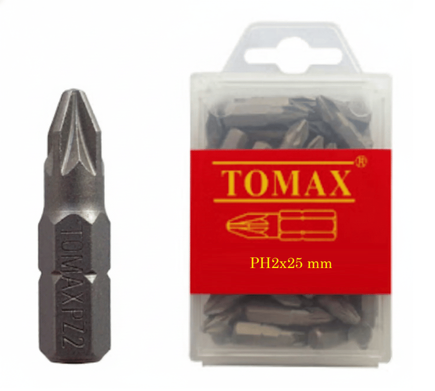 TOMAX PH2x25 mm Yıldız Bits Uç – Profesyonel Phillips Vidalama Ucu